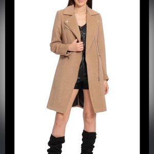 Avec les Filles moto-detail long line coat in Wheat Women’s size small